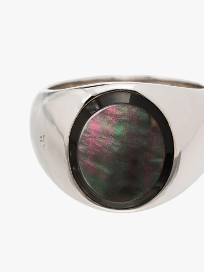 Shop Tom Wood Sterling Silver Oval Mother Of Pearl Ring In Black