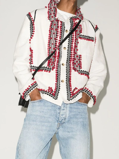 Shop Bode Pom-pom Shirt Jacket In White