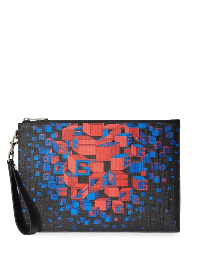 Shop Gucci Square G Space Print Zip Pouch In Black