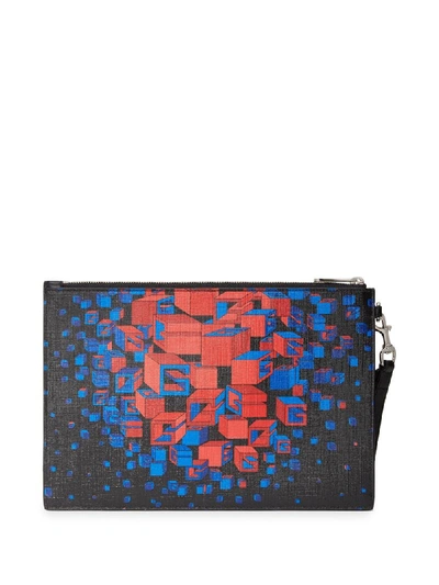 Shop Gucci Square G Space Print Zip Pouch In Black