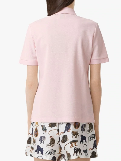 Shop Burberry Monogram Motif Cotton Polo Shirt In Pink