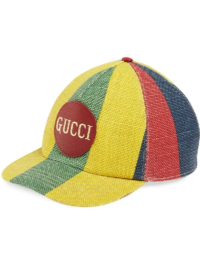 Shop Gucci Baiadera Stripe Baseball Cap In Yellow