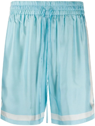 Shop Casablanca Contrasting-trim Drawstring Shorts In Blue