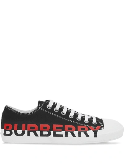 Burberry Black & Red Larkhall M Logo Sneakers In Black/ Black | ModeSens