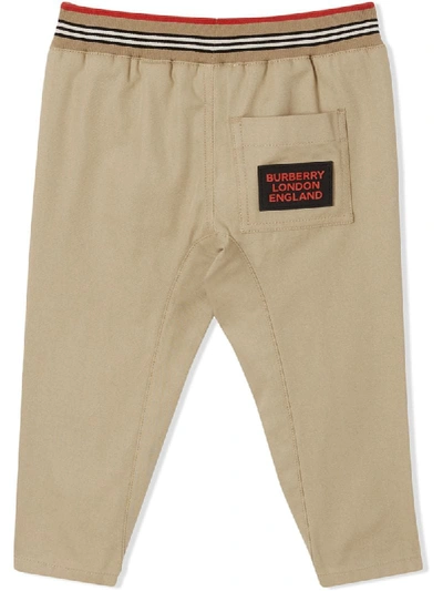 Shop Burberry Drawstring Trousers In Neutrals