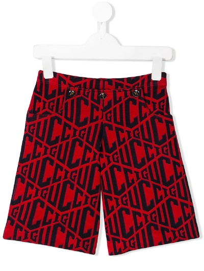 Shop Gucci All-over Logo Shorts In Red