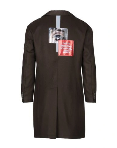 Shop Frankie Morello Man Coat Military Green Size 38 Virgin Wool, Acrylic, Cashmere