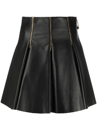Shop Versace Safety Pin Pleated Mini Skirt In Black