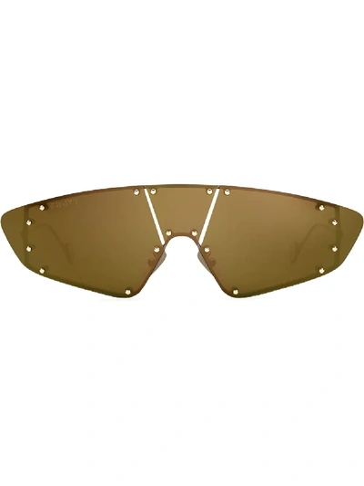 Shop Fenty Techno Mask Sunglasses In Gold