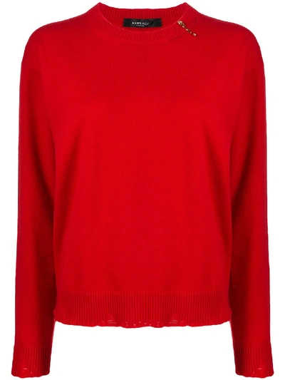 Shop Versace Safety Pin Detail Jumper In Red
