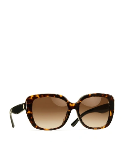 Shop Tory Burch Fleming Sunglasses In Dark Tortoise