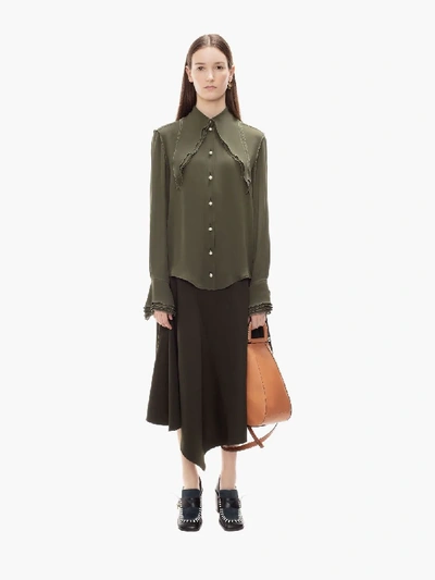 Shop Jw Anderson Seamed Spiral Skirt In Green