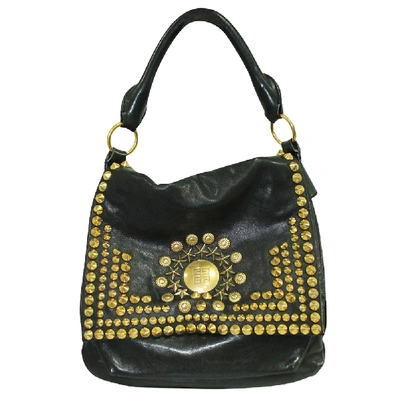 Pre-owned Givenchy Black Leather Gold Studs Hobo Bag
