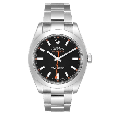 Shop Rolex Milgauss Black Dial Domed Bezel Steel Mens Watch 116400 Box Card In Not Applicable