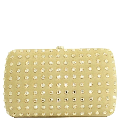 Pre-owned Gucci Beige Suede Leather Embellished Broadway Clutch