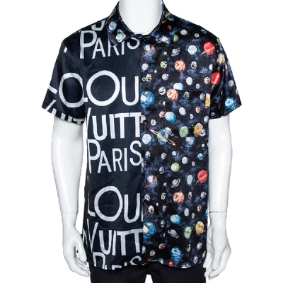 Pre-owned Louis Vuitton Navy Blue Split Hawaiian Galaxy Print Silk 