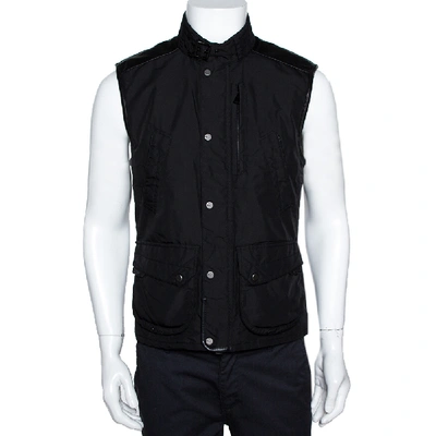 Pre-owned Ralph Lauren Black Leather Trim Vest Jacket M