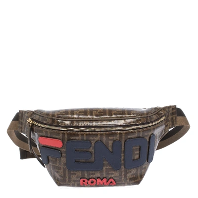 Pre-owned Fendi Brown Zucca Coated Canvas Spalmati Mania Belt Bag