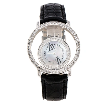 Pre-owned Chopard Mother Of Pearl 18k White Gold Diamonds 20/7230 Women's Wristwatch 36 Mm