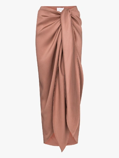 Shop Bondi Born Draped Tie Front Midi Skirt In Neutrals