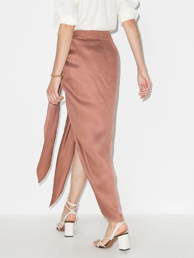 Shop Bondi Born Draped Tie Front Midi Skirt In Neutrals