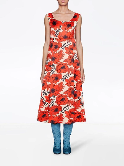 Shop Gucci Poppy Print Dress In Red