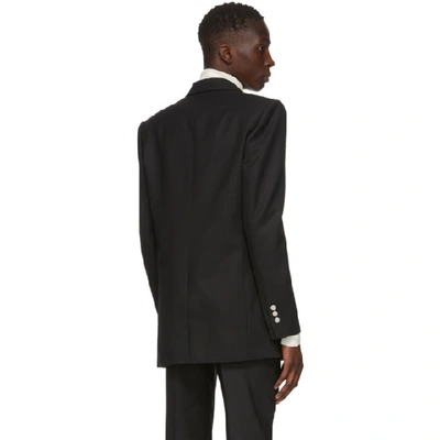 Shop Balmain Black Wool Twill Double-breasted Blazer In 0pa Noir