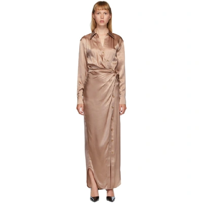 Shop Alexander Wang T Pink Silk Twist Long Dress In 260 Rose Be