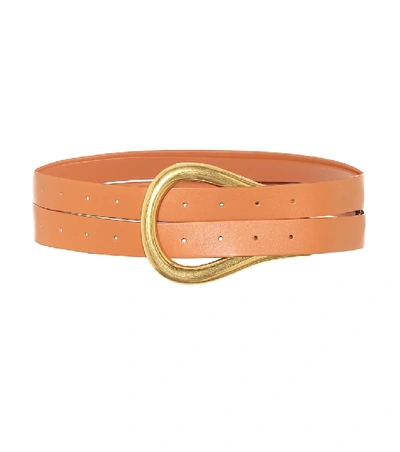 Shop Bottega Veneta Leather Belt In Orange