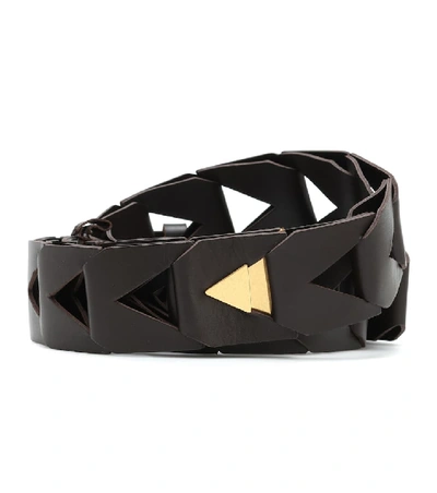 Shop Bottega Veneta Cut-out Leather Belt In Black