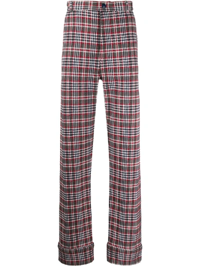 Shop Marni Check Tailored Trousers In Blue