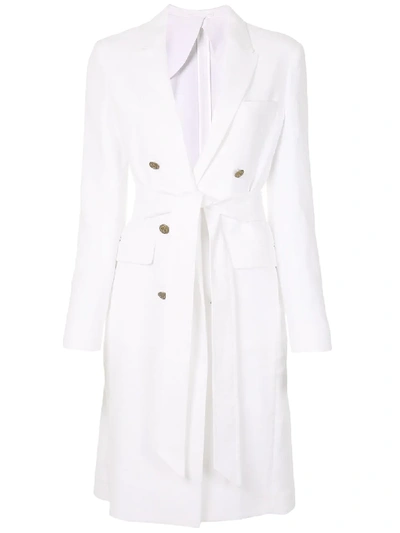 Shop Eleventy Double-breasted Coat In White