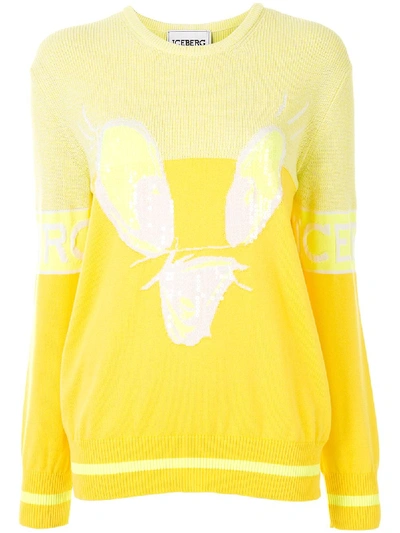 Shop Iceberg Tweety Graphic Sequinned Jumper In Yellow