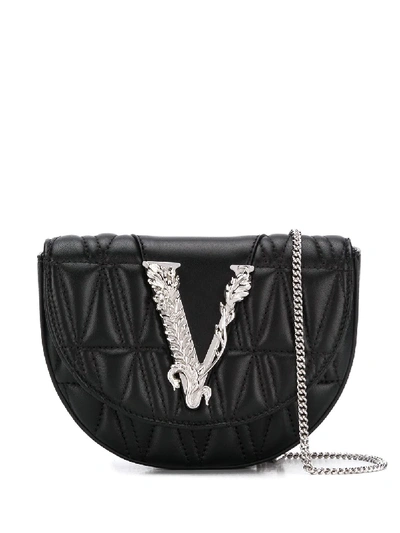 Shop Versace Virtus Quilted Belt Bag In Black