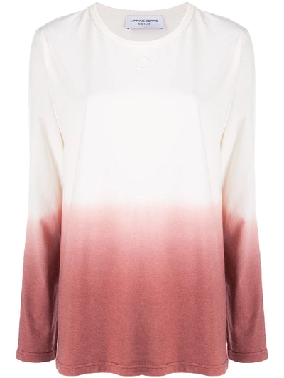 Shop Marine Serre Dip Dye Long-sleeve T-shirt In White