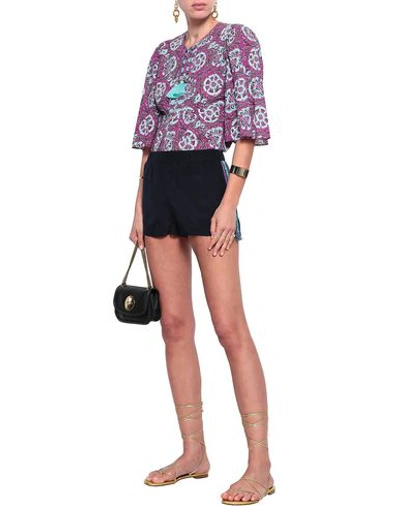 Shop Figue Woman Shorts & Bermuda Shorts Midnight Blue Size Xs Silk