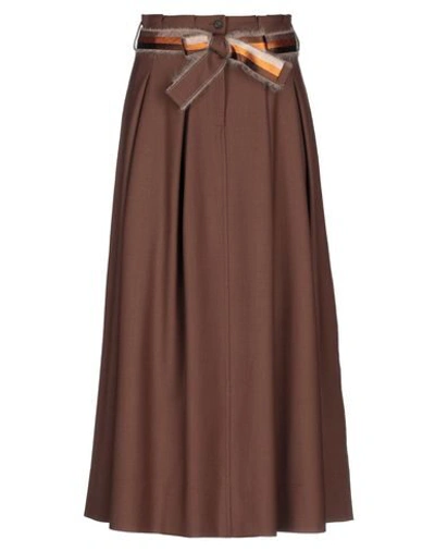Shop Via Masini 80 3/4 Length Skirts In Brown