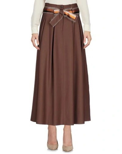Shop Via Masini 80 3/4 Length Skirts In Brown