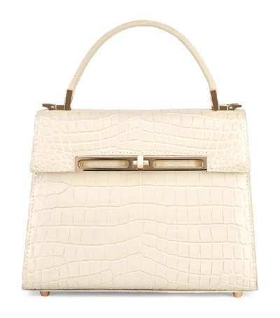 Shop Llora Crocodile Sofie Top-handle Bag In Ivory