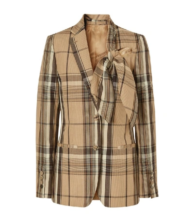 Shop Burberry Wool Check Jacket