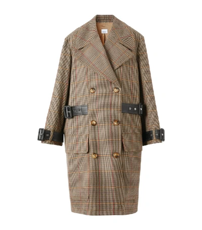 Shop Burberry Houndstooth Check Wool Coat