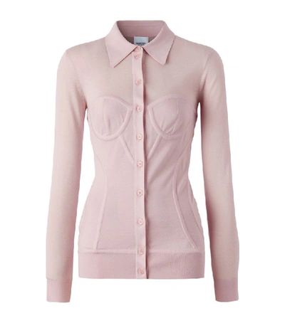 Shop Burberry Corset Detail Cashmere-silk Cardigan