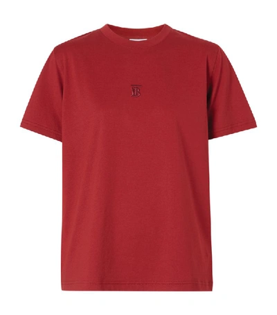 Shop Burberry Embroidered Monogram-detail T-shirt