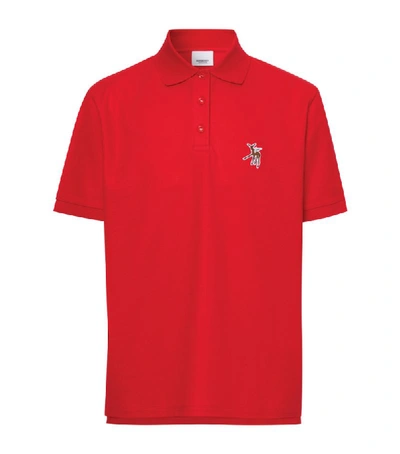 Shop Burberry Winged Deer Oversized Polo Shirt