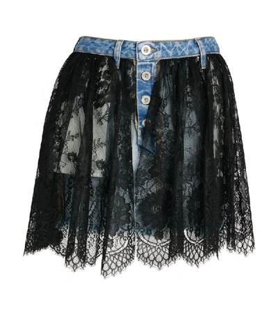 Shop Ben Taverniti Unravel Project Unravel Project Lace-overlay Denim Skirt