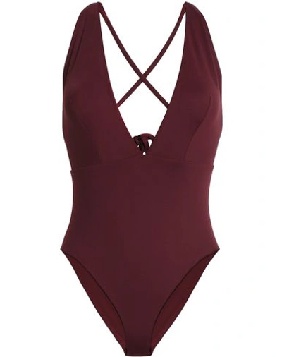 Shop Skin One-piece Swimsuits In Maroon