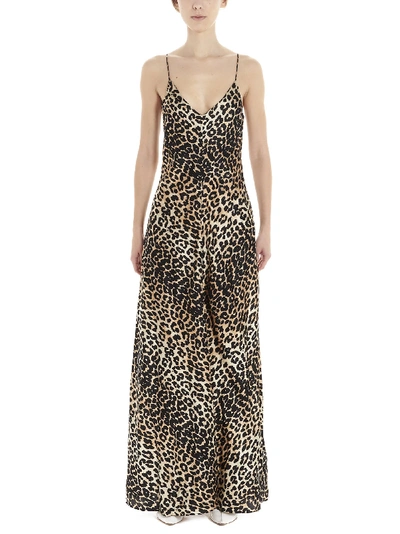 Shop Ganni Sleeveless Animal Print Maxi Dress In Multi