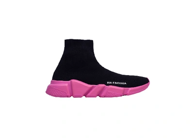 Pre-owned Balenciaga  Speed Sneakers Black Pink Sole (w) In Pink/black