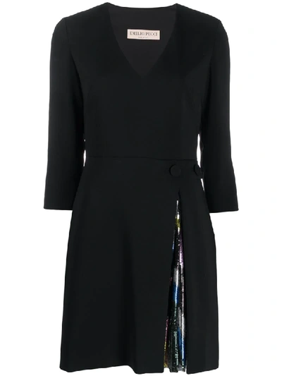 Shop Emilio Pucci V-neck Sequin Detail Dress In Black