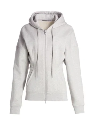 Shop Alexander Wang T Sculpted Zip-front Hoodie In Heather Grey